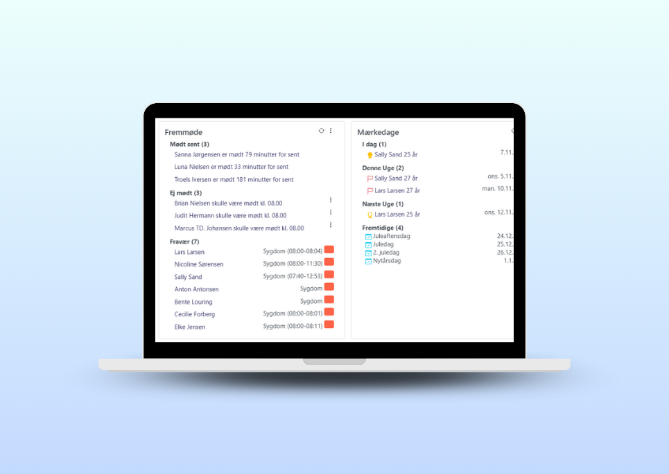 Skærmbillede der viser personale- og opgaveplanlægning for medarbejdere i boligorganisationer